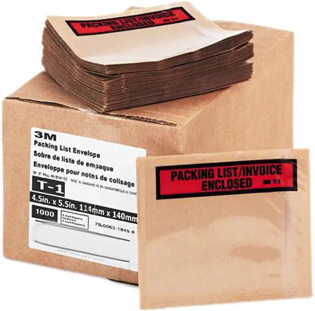 Main image of 3M T1-1000 Top Print Self-Adhesive Packing List Envelope, 4 1/2 x 5 1/2, White, 1000/Box