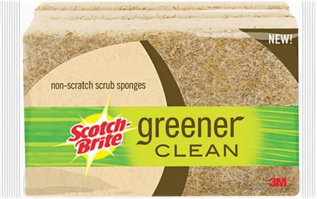 Main image of Scotch-Brite 97033 Greener Clean Natural Fiber Non-Scratch Scrub Sponge, 4 1/2 x 2 8/10, 3/Pack