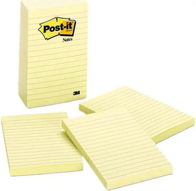 Main image of Post-it Notes 660-5PK Bonus Pack, 4 x 6, Lined, Canary Yellow, 5 100-Sheet Pads/Pack