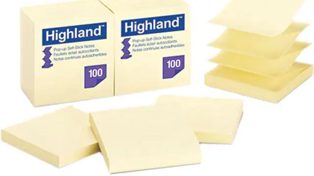 Main image of Post-it 6549-PUY Pop Up Memo Pad, 3 x 3, Yellow, 100 Sheets