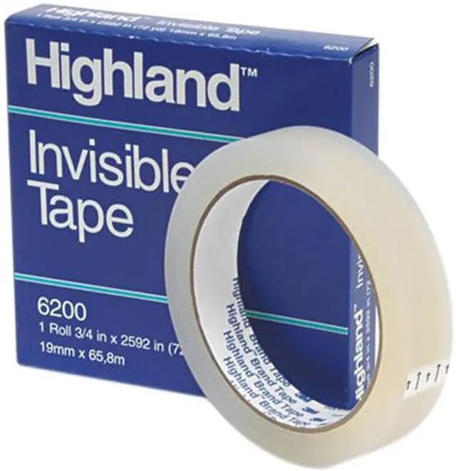 Main image of Highland 6200-3/42592 Invisible Permanent Mending Tape, 3/4" x 2592", 3" Core, Clear