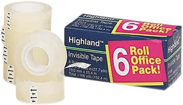 Alt view image 2 of 3 - Highland 6200-34-1000 Invisible Permanent Mending Tape, 3/4" x 1000", 1" Core, Clear, 6/Pack