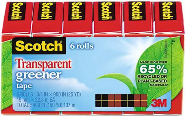 Main image of Scotch 6126P Transparent Greener Tape, 3/4" x 900", 1" Core, 6 Rolls