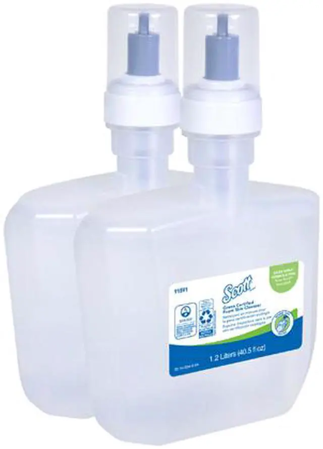 Alt view image 2 of 3 - Scott Essential (formerly Kleenex) Green Certified Foaming Hand Soap (91591), Unscented, Clear, 1.2 L, 2 Packages / Case - Same Kleenex quality, now Scott branded