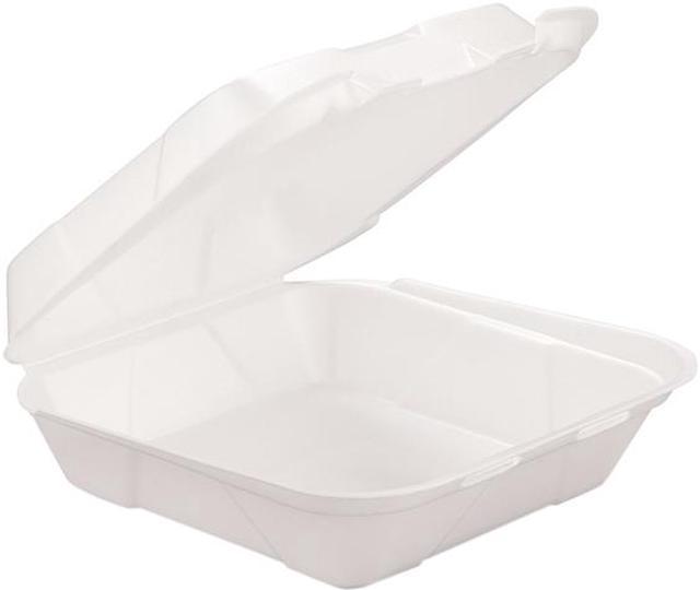 Genpak SN240VW-H-0183400 Foam Hinged Carryout Container, 1-compartment,  White, 8.25 x 8.25 x 3.00, 200 / Case 