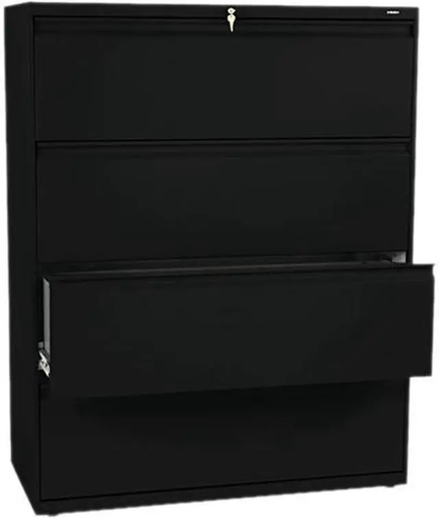 Main image of HON 894LP 800 Series Four-Drawer Lateral File, 42w x 19-1/4d x 53-1/4h, Black