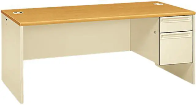 Main image of HON 38000 Series Right Pedestal Desk, 72w x 36d x 29-1/2h, Harvest/Putty