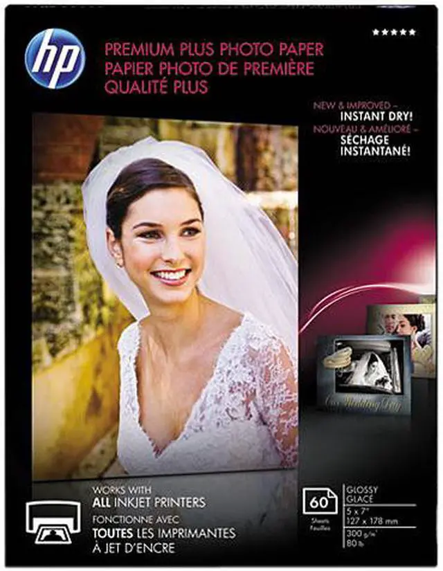 Main image of Hewlett-Packard CR669A Premium Plus Photo Paper, 80 lbs., Glossy, 5 x 7, 60 Sheets/Pack