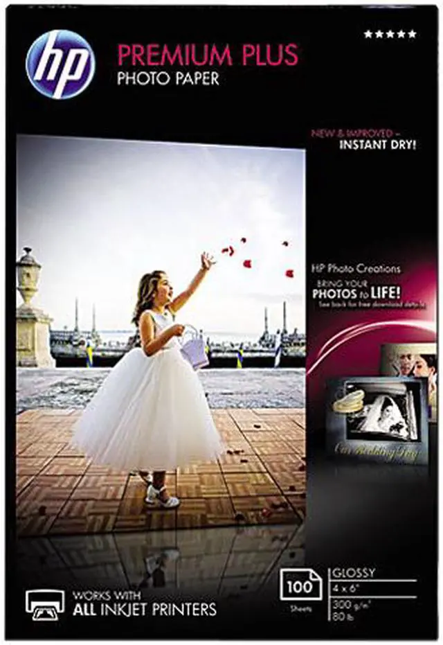 Main image of Hewlett-Packard CR668A Premium Plus Photo Paper, 80 lbs., Glossy, 4 x 6, 100 Sheets/Pack