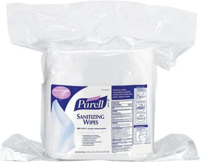 Main image of PURELL 9118-02 Sanitizing Wipes, 6 x 8, White, 1200/Refill Pouch, 2/Carton