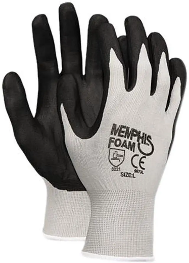 Main image of Memphis 9673S Economy Foam Nitrile Gloves, Small, Gray/Black, Dozen
