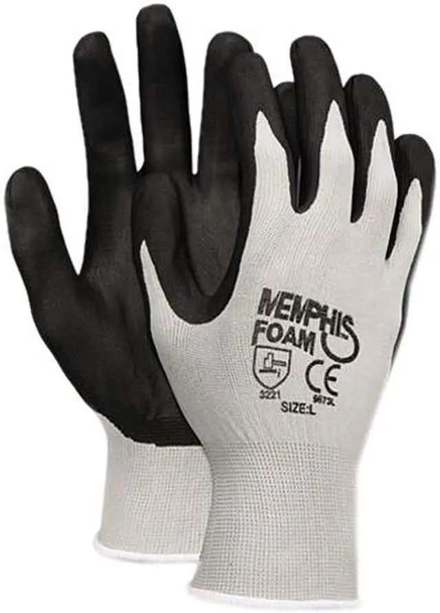 Main image of Memphis 9673M Economy Foam Nitrile Gloves, Medium, Gray/Black, Dozen