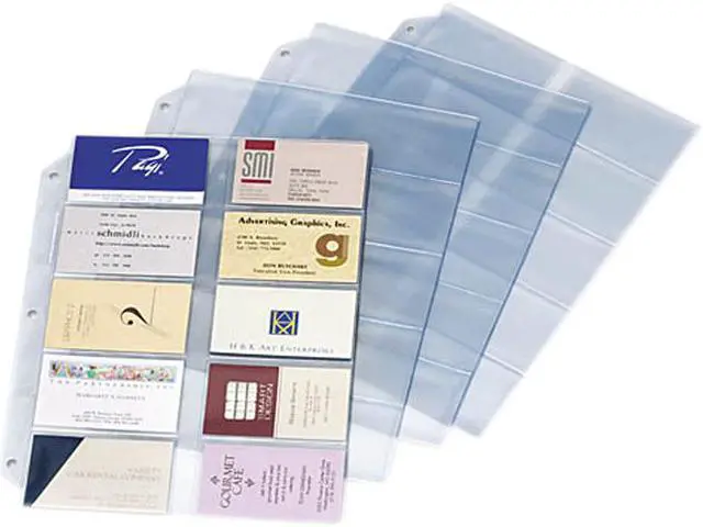 Main image of Cardinal Business Card Refill Pages, Holds 200 Cards, Clear, 20 Cards/Sheet, 10/Pack