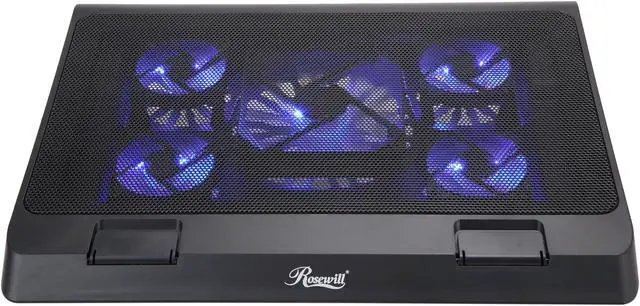 Alt view image 2 of 8 - Rosewill Laptop Cooling Pad, Gaming Laptop Cooler for 12-17 Inch Laptops, 5 Quiet Fans Blue LED Light, Adjustable Angles, Wind Speed Control, 2 USB Ports - (RWNB17A)