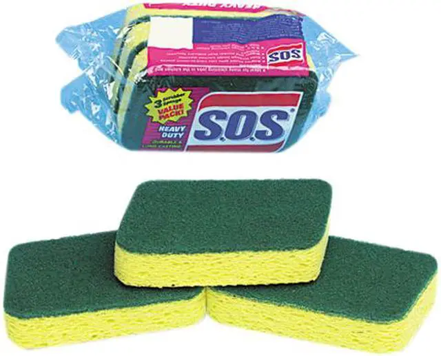Alt view image 5 of 6 - Clorox 91029CT S.O.S Heavy-Duty Scrubber Sponge, 3 x 5-1/4, 1" Thick, 24/Carton