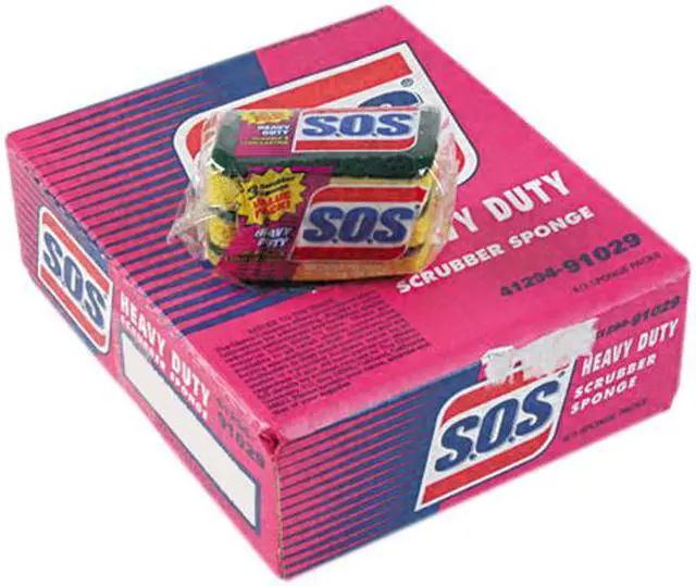 Alt view image 6 of 6 - Clorox 91029CT S.O.S Heavy-Duty Scrubber Sponge, 3 x 5-1/4, 1" Thick, 24/Carton