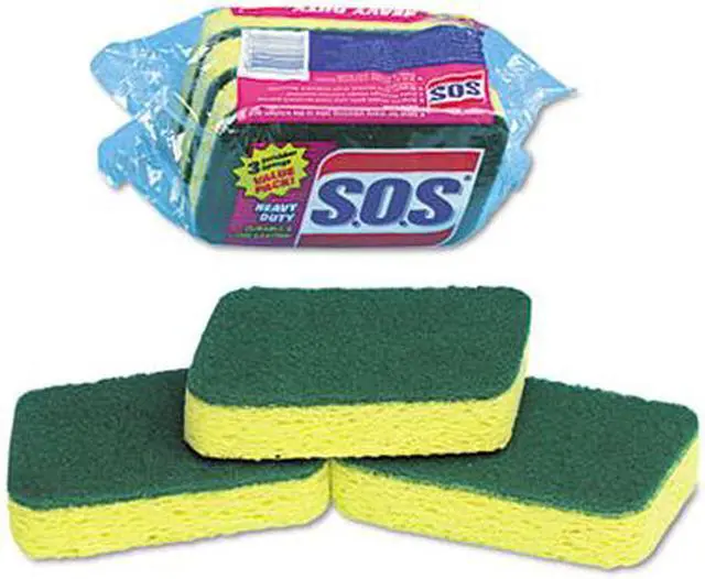 Alt view image 3 of 6 - Clorox 91029CT S.O.S Heavy-Duty Scrubber Sponge, 3 x 5-1/4, 1" Thick, 24/Carton
