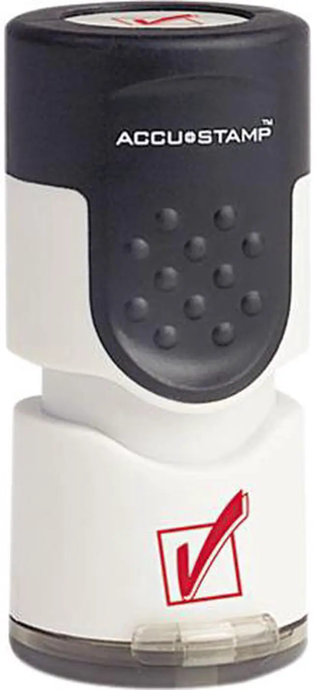 Main image of ACCUSTAMP 035658 Accustamp Pre-Inked Round Stamp with Microban, Check Mark, 5/8" dia, Blue