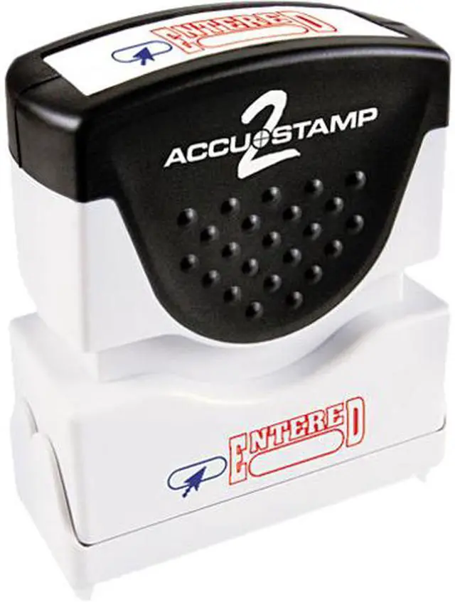 Main image of Accustamp2 035544 Accustamp2 Shutter Stamp with Microban, Red/Blue, ENTERED, 1 5/8 x 1/2