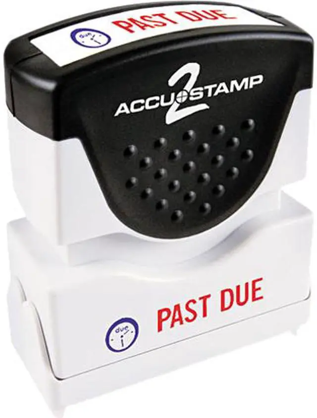 Main image of Accustamp2 035543 Accustamp2 Shutter Stamp with Microban, Red/Blue, PAST DUE 1 5/8 x 1/2