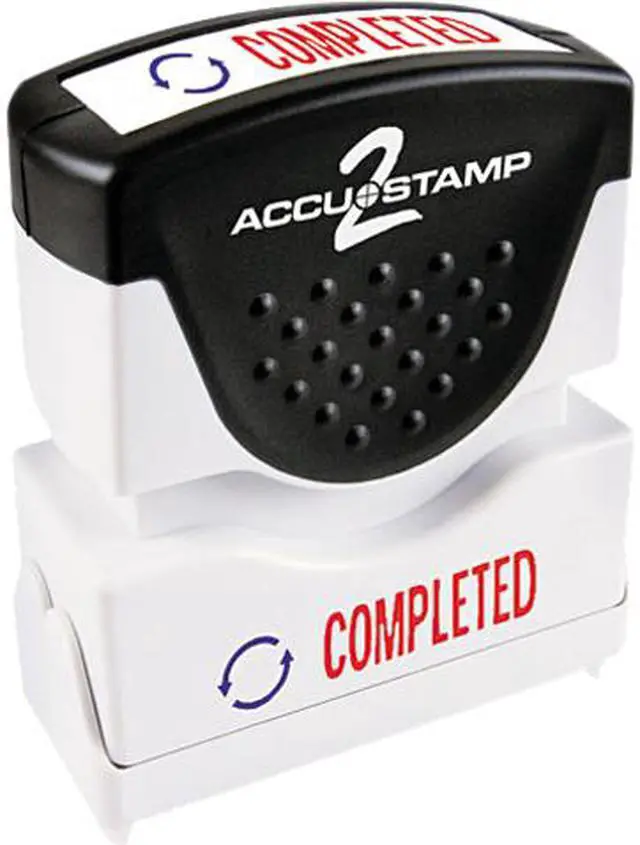 Main image of Accustamp2 035538 Accustamp2 Shutter Stamp with Microban, Red/Blue, COMPLETED, 1 5/8 x 1/2