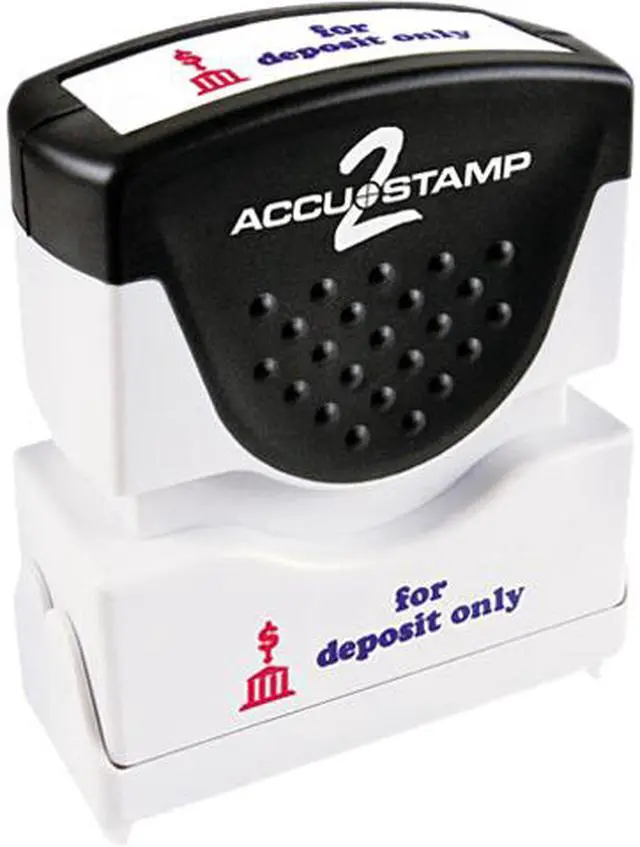 Main image of Accustamp2 035523 Accustamp2 Shutter Stamp with Microban, Red/Blue, FOR DEPOSIT ONLY, 1 5/8 x 1/2