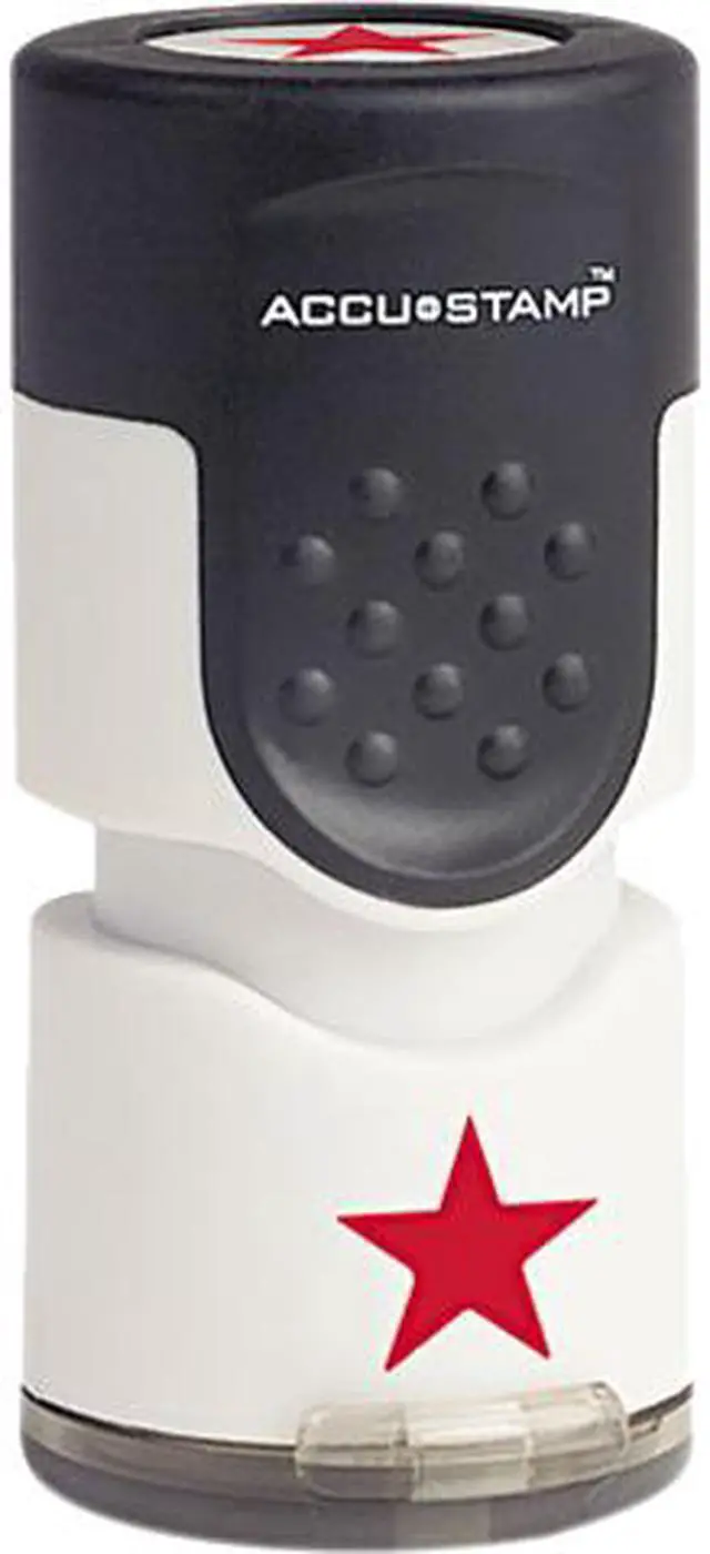 Main image of ACCUSTAMP 030726 Accustamp Pre-Inked Round Stamp with Microban, Star, 5/8" dia., Red