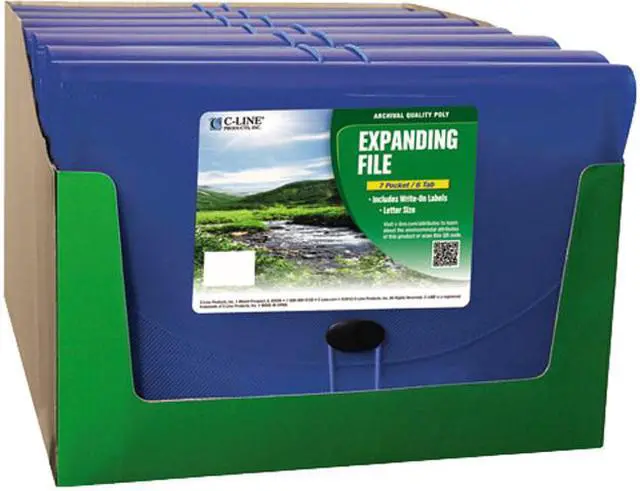 Main image of C-line 48305 7-Pocket Biodegradable Expanding File, Letter, Blue