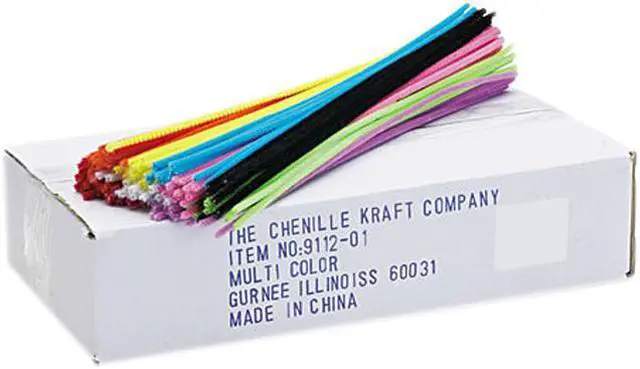 Main image of Chenille Kraft 9112-01 Regular Stems, 12" x 4mm, Metal Wire, Polyester, Assorted, 1000/Pack