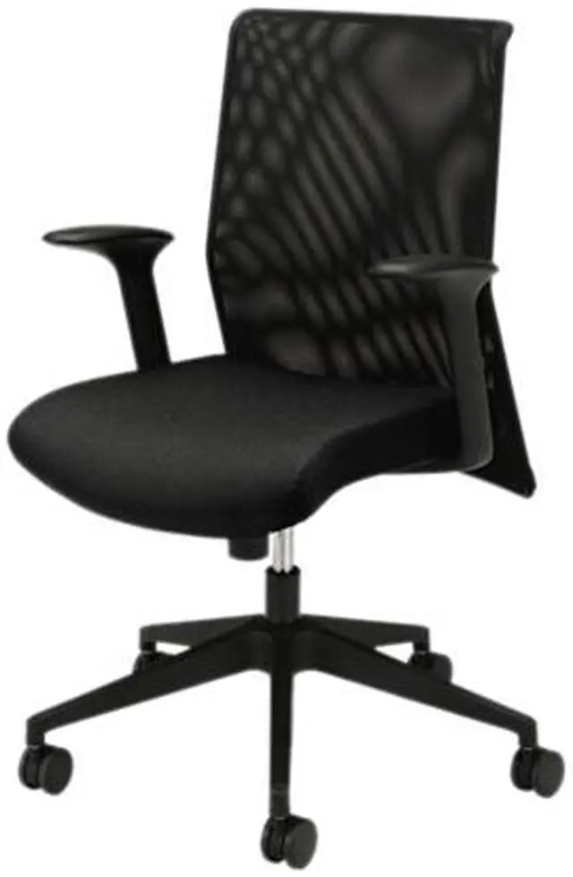 Alt view image 8 of 11 - HON Wave Mesh High-Back Task Chair, with Height-Adjustable Arms, in Black (HVL702)