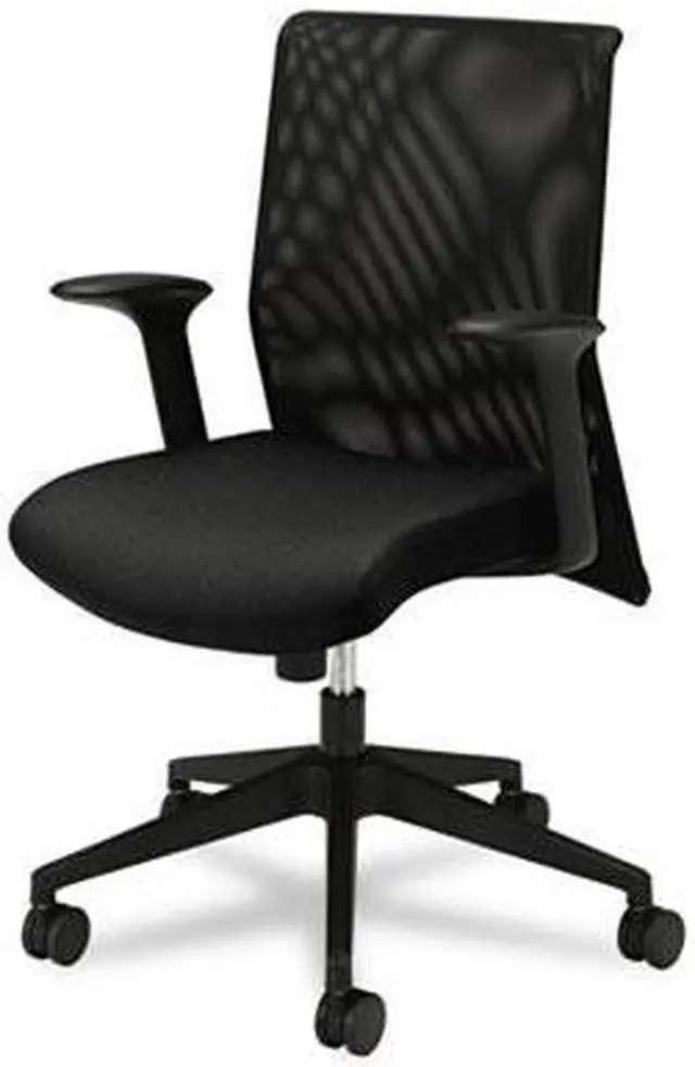 Alt view image 3 of 11 - HON Wave Mesh High-Back Task Chair, with Height-Adjustable Arms, in Black (HVL702)
