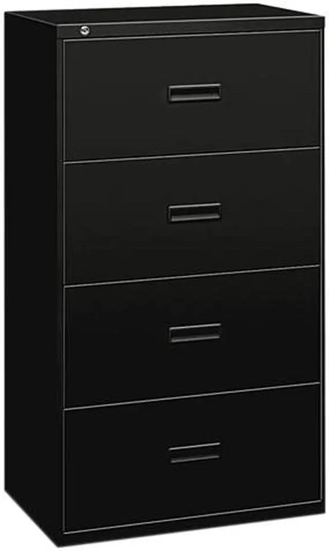 Main image of HON 484LP 400 Series Four-Drawer Lateral File, 36w x 19-1/4d x 53-1/4h, Black