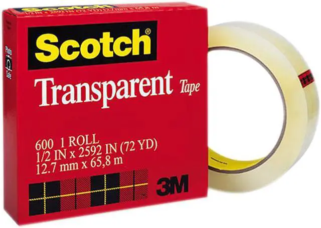 Main image of Scotch 600122592 Transparent Glossy Tape, 1/2" x 72 yards, 3" Core, Clear