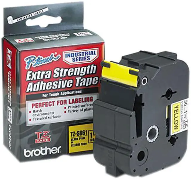Main image of BROTHER TZE-S661 1.5 IN. BLACK ON YELLOW EXTRA STRENGTH TAPE