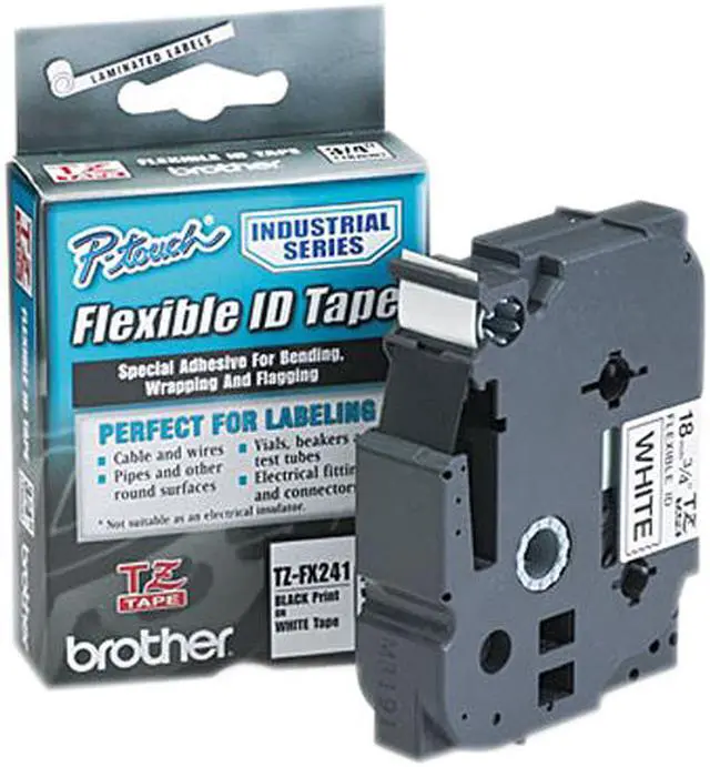 Main image of Brother P-Touch BRTTZEFX241 TZe Flexible Tape Cartridge for P-Touch Labelers 3/4" x 26-1/5 ft Black on White