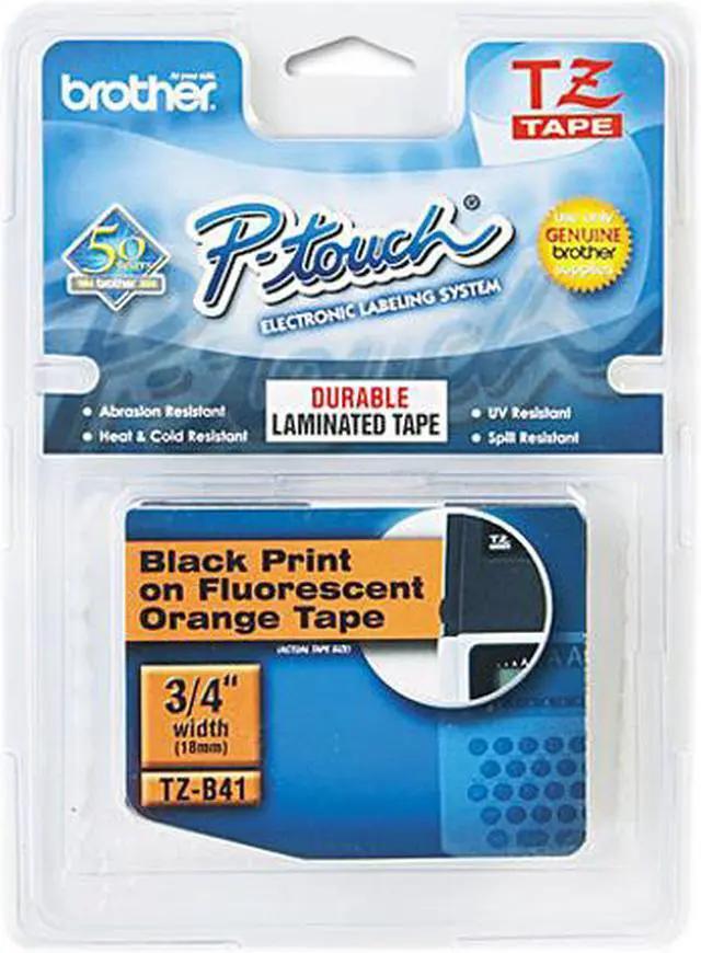 Main image of Brother TZEB41 18 mm (0.70") Black on Fluorescent Orange tape for P-Touch 5 m (16.40 ft.)
