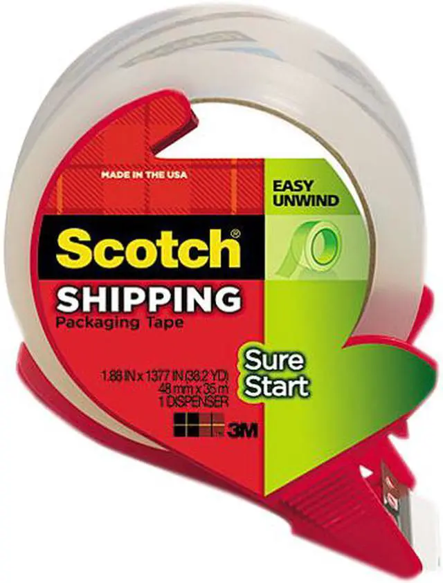 Main image of Scotch 3450S-RD Sure Start Packaging Tape w/Dispenser, 1.88" x 38.2 yards, 1.88" Core, Clear