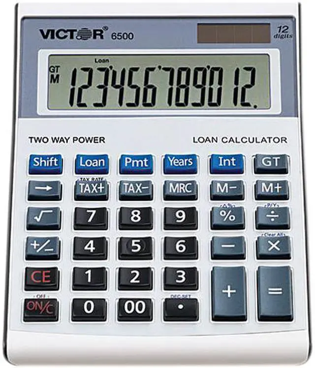 Main image of Victor 6500 Executive Desktop Loan Calculator, 12-Digit LCD, Black/Silver