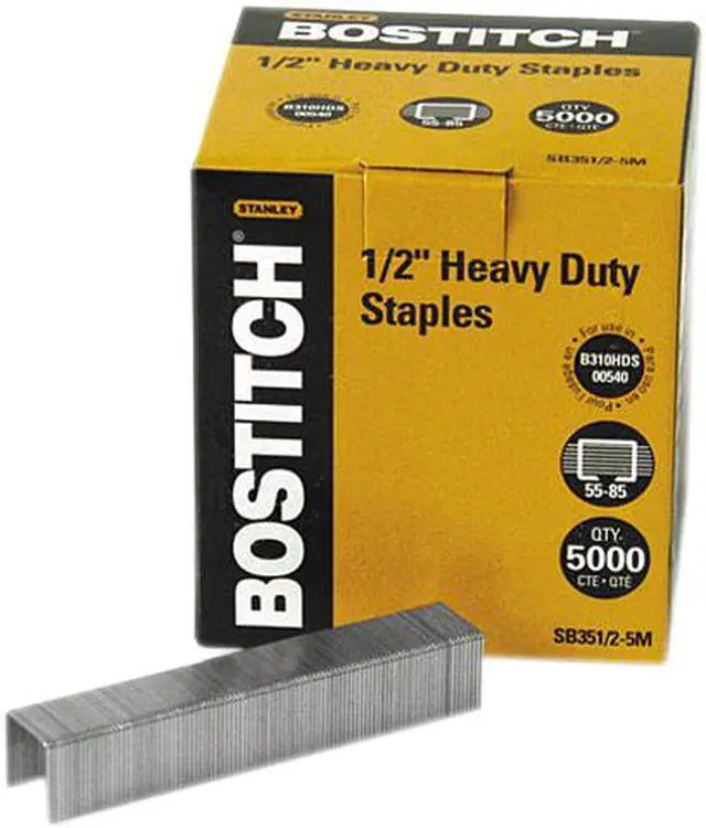 Main image of Stanley Bostitch SB351/25M Heavy-Duty Staples, 55- to 85-Sheet Capacity, 5,000/Box