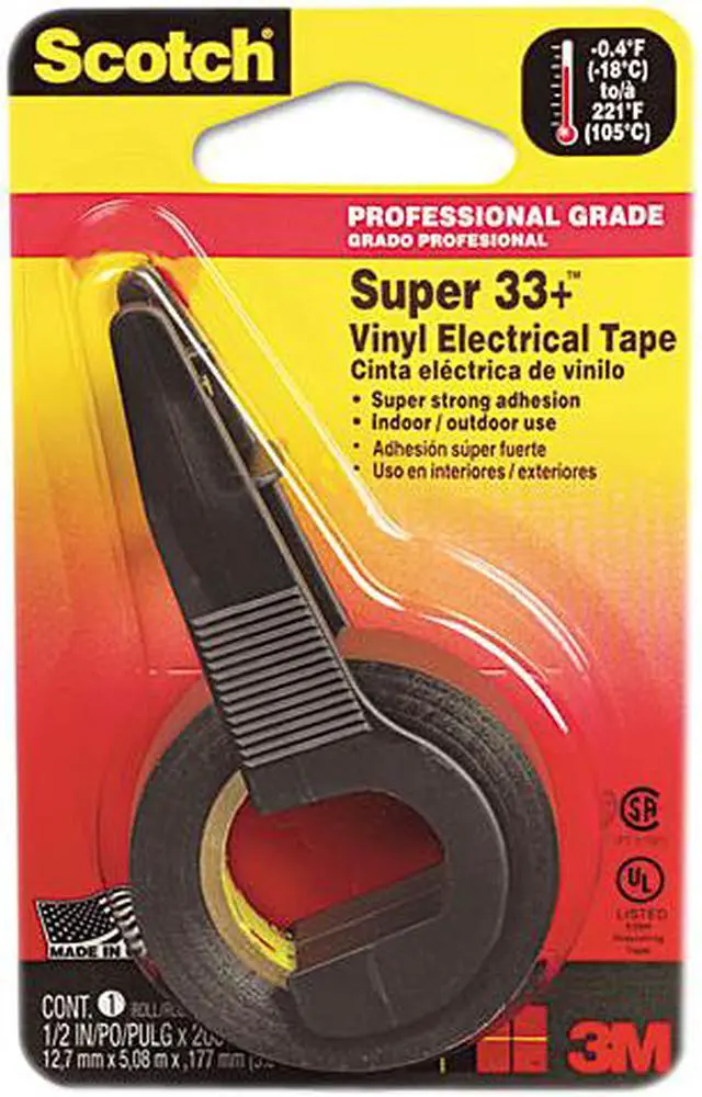 Main image of Scotch 194NA Super 33+ Electrical Tape w/Dispenser, 1/2" x 200" Roll, Black