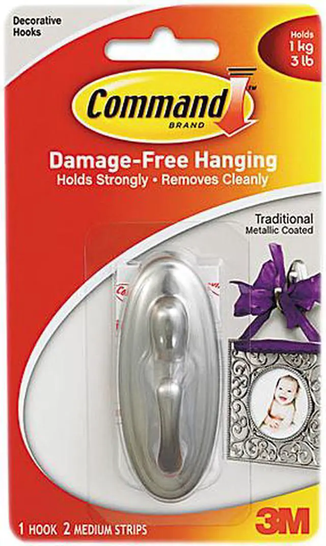Main image of Command 17051BN Plastic Hook with Metallic Finish, Traditional, Medium