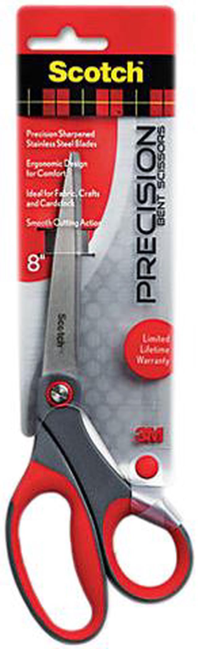 Scotch 1448B Precision Scissors, Pointed, 8 Length, 3-1/8 Cut, Gray/Red 