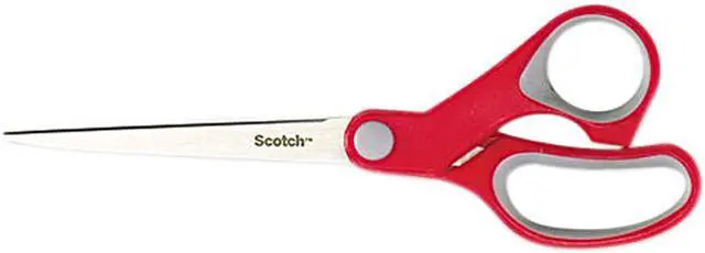 Main image of Scotch 1427 Multi-Purpose Scissors, Pointed, 7" Length, 3-3/8" Cut, Red/Gray