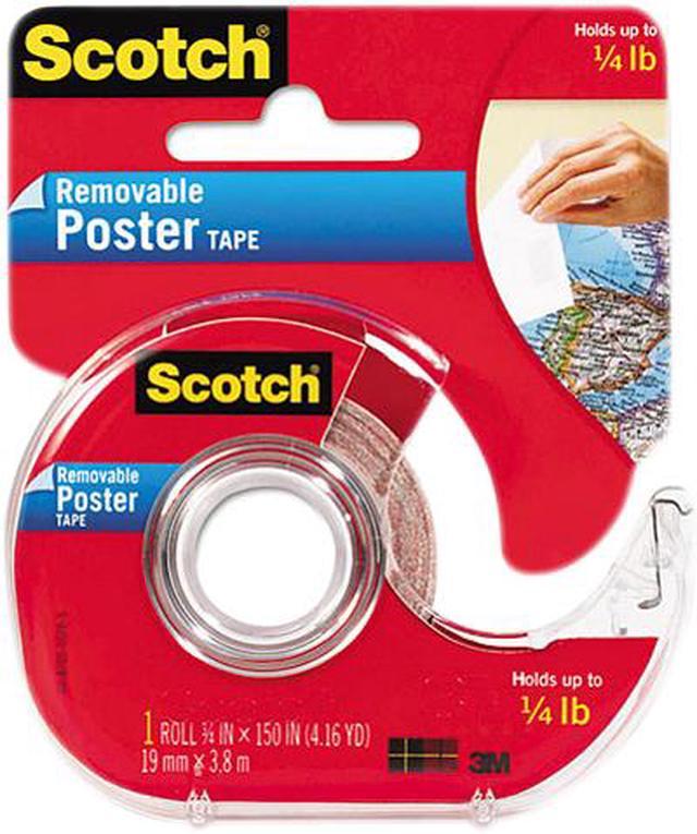 Scotch 109 Wallsaver Removable Poster Tape, Double-Sided, 3/4 x 150,  W/Disp., 1 Roll 