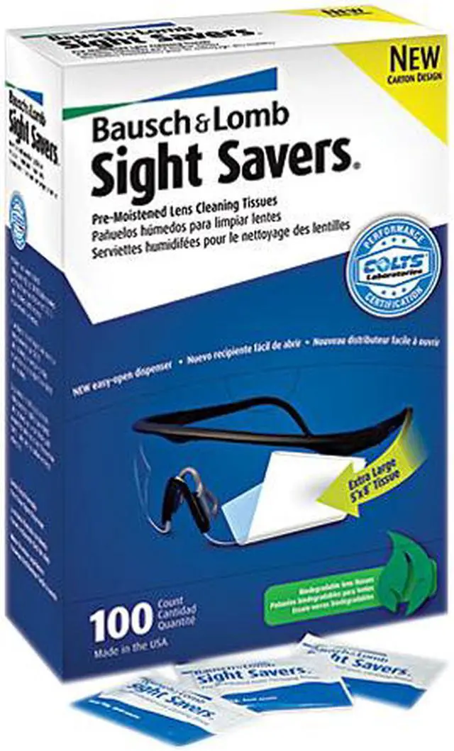 Main image of Bausch & Lomb 8574GM Sight Savers Premoistened Lens Cleaning Tissues, 100 Tissues/Box