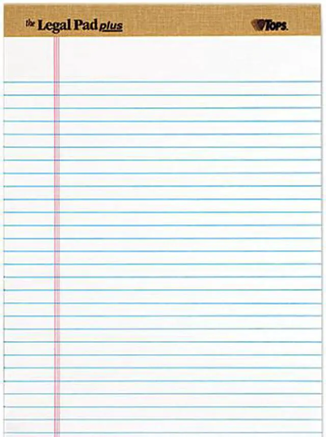 Main image of Tops 71533 The Legal Pad Plus Ruled Perforated Pads, 8 12 x 11 3/4, White, 12/Pack