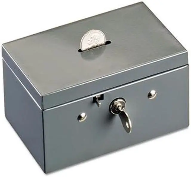 Main image of STEELMASTER by MMF Industries 221533001 Small Cash Box with Coin Slot, Disc Lock, Gray