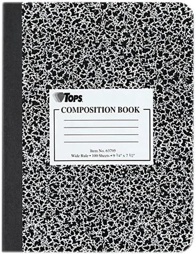 Main image of Tops 63795 Composition Book w/Hard Cover, Wide Rule, 9-3/4 x 7-1/2, White, 100 Sheets/Pad