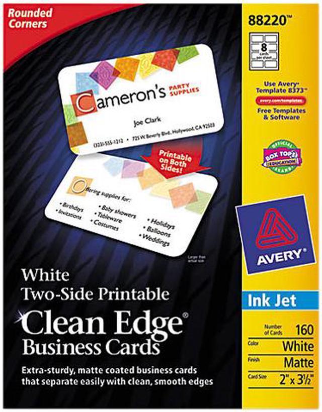  Avery Clean Edge Printable Business Cards with Sure Feed  Technology, Rounded Corners, 2 x 3.5, White, 160 Blank Cards for Inkjet  Printers (88220) : Business Card Stock : Office Products