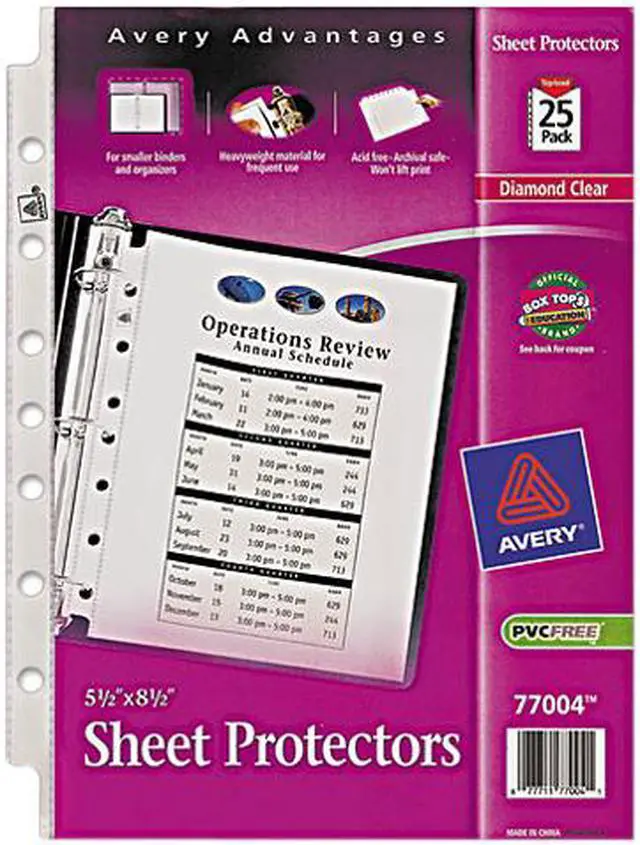 Main image of Avery Top Load Sheet Protector Heavyweight 8 1/2 x 5 1/2 Clear 25/Pack 77004